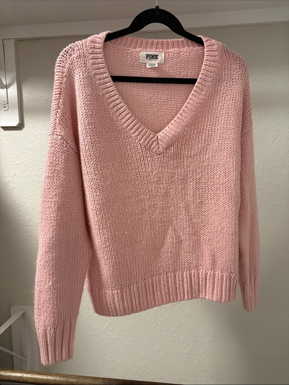 PINK Victoria's Secret Soft Pink V-Neck Knit Sweater